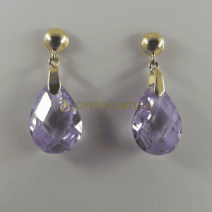 Pendientes con gemas lilas estilo elegante
