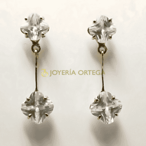 Pendientes oro y cristal Joyería Ortega