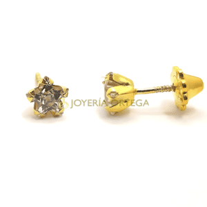 Pendientes dorados con zirconia transparente