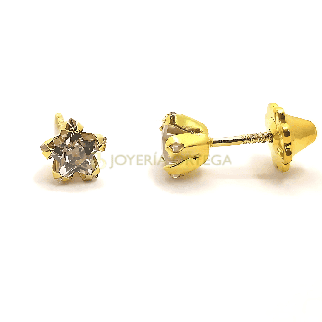Pendientes dorados con zirconia transparente