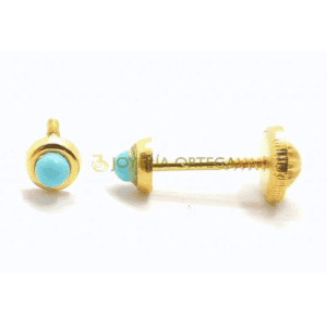 Pendientes dorados con piedra turquesa
