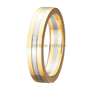 Anillo de oro y plata con diseño moderno.