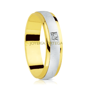 Anillo oro bicolor con diamante pequeño
