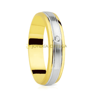 Alianza bicolor con diamante pequeño