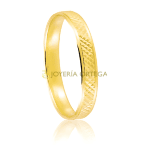 Anillo oro amarillo texturizado brillante