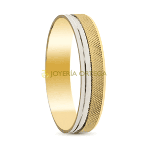 Anillo bicolor de oro y plata elegante.