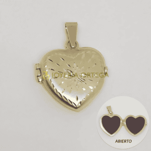 Colgante corazón dorado con foto interior