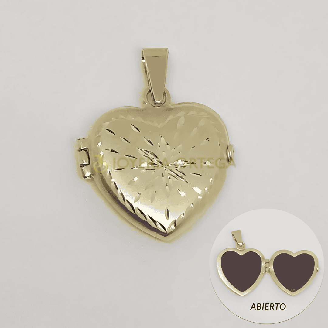 Colgante corazón dorado con foto interior