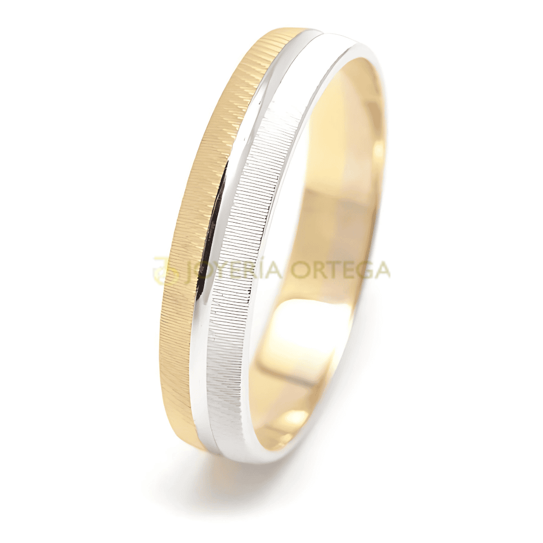Anillo de oro y plata bicolor