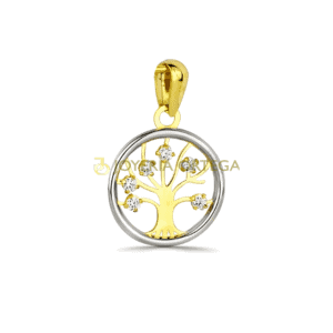 Colgante árbol de la vida dorado con circonitas