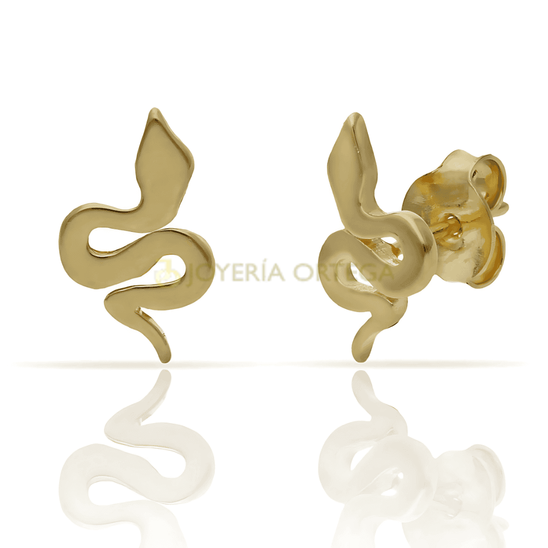 Pendientes serpiente oro, diseño moderno