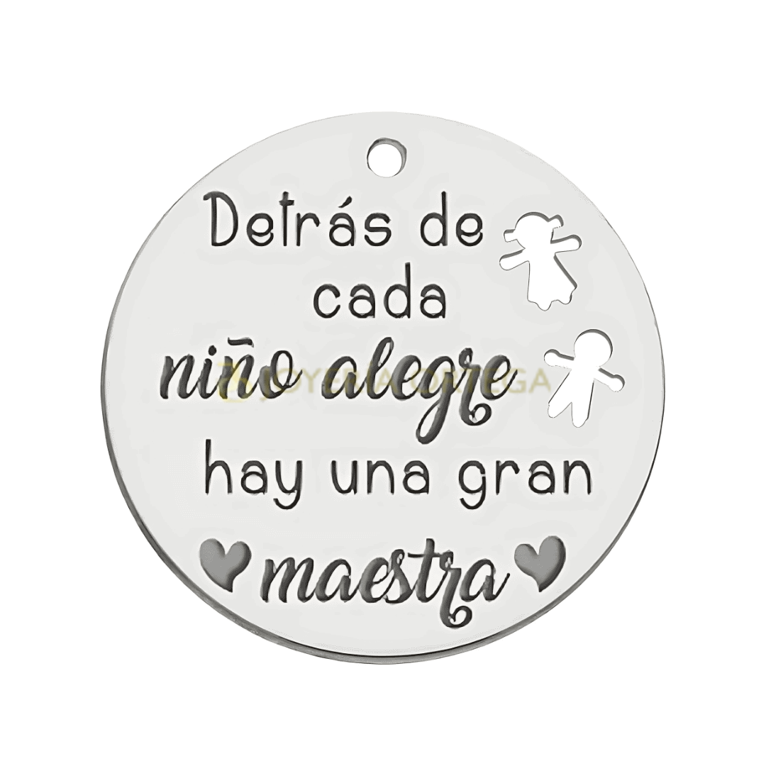 Colgante con frase sobre maestras y niños alegres