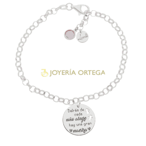 Pulsera con medalla para maestra, Joyería Ortega.