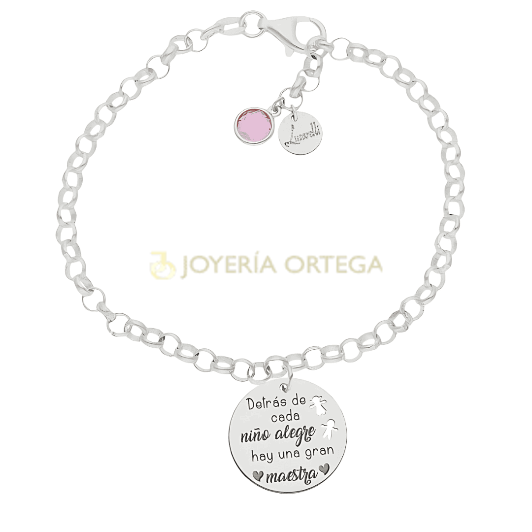 Pulsera con medalla para maestra, Joyería Ortega.