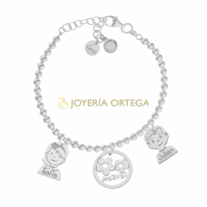 Pulsera de plata personalizada con colgantes de familia