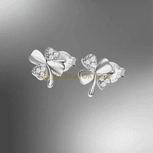 Pendientes trébol plata con diamantes
