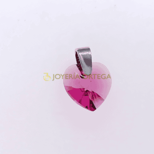 Colgante corazón rosa brillante con enganche metálico