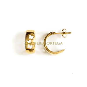 Pendientes de oro con diseño de mariposas.