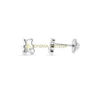 Pendientes de osito de plata con diamante
