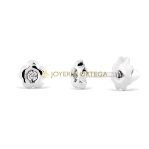 Pendientes plata forma de flor con circonita