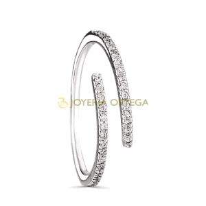 Anillo de dos espirales con diamantes brillantes
