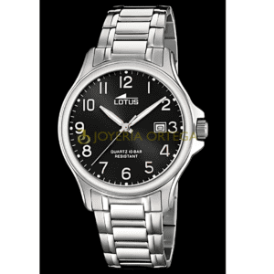 Reloj analógico Lotus de acero inoxidable.