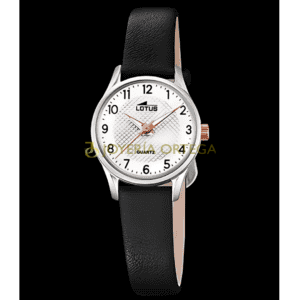 Reloj Lotus analógico negro elegante y moderno.