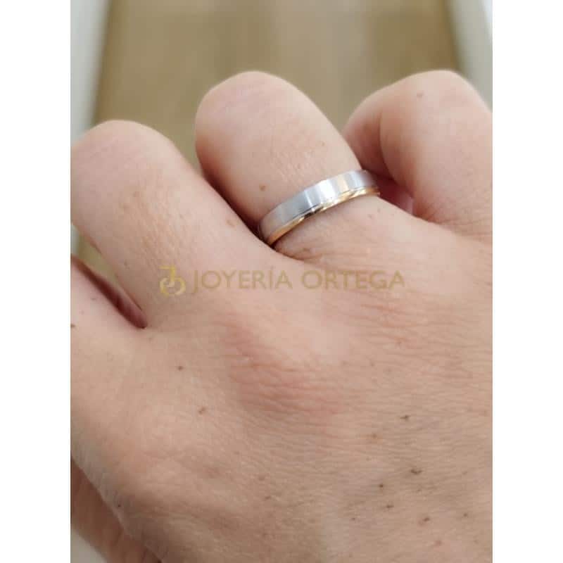 Alianza bicolor en oro de 1ªley 18k 3.5mm, Ref 030714100 R-9250 F/L - Imagen 2